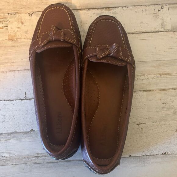 L.L. Bean Women’s Size 8 M Brown Leather Loafer Driving Moccasins Comfort Shoe - Picture 4 of 12